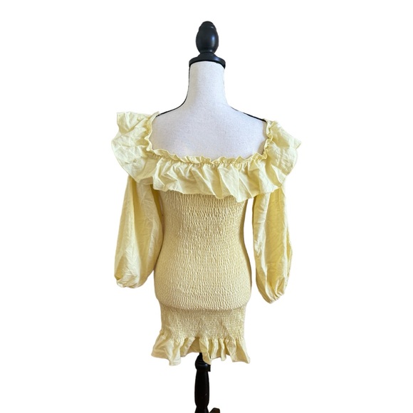 Shirred Bodice Bishop Sleeve Mini Dress - Picture 3 of 3